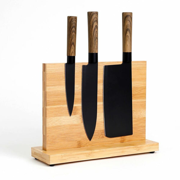 Magnetic Bamboo Kitchen Knife Rack Holder Block Cutlery Storage