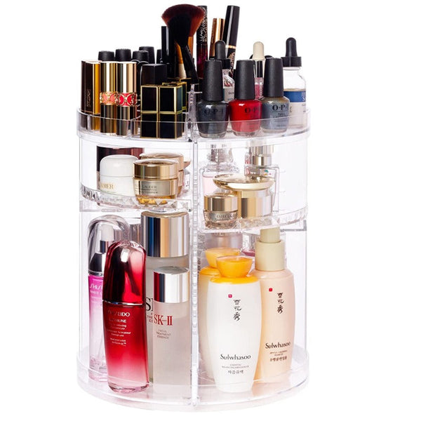 360 Rotating Acrylic Makeup Organizer Clear Cosmetics Holder Makeup Bags & Cases