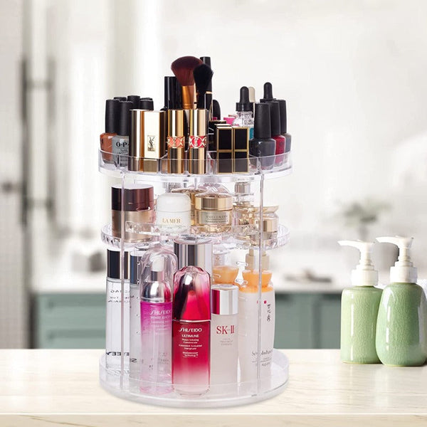 360 Rotating Acrylic Makeup Organizer Clear Cosmetics Holder Makeup Bags & Cases