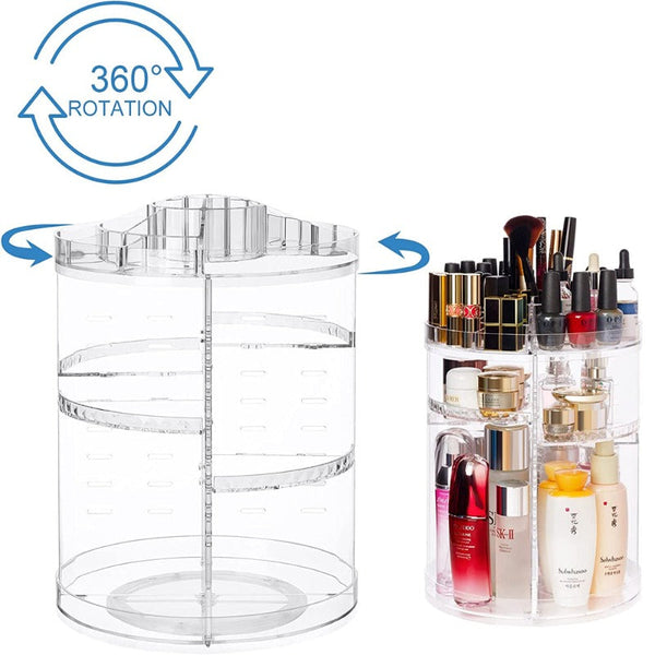 360 Rotating Acrylic Makeup Organizer Clear Cosmetics Holder Makeup Bags & Cases
