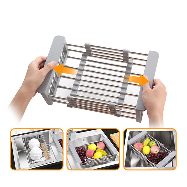 Over The Sink Stainless Steel Dish Drying Rack Kitchen Organiser Racks & Holders