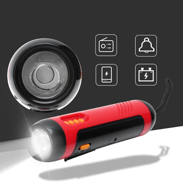 Solar Fm Radio Hand Crank Flashlight Emergency Charger Flashlights