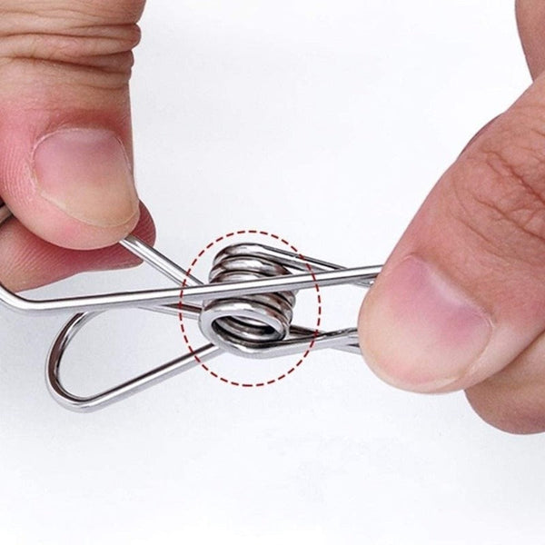 60Pcs Stainless Steel Clothes Pegs Food Bag Sealers Pegs & Peg Bags