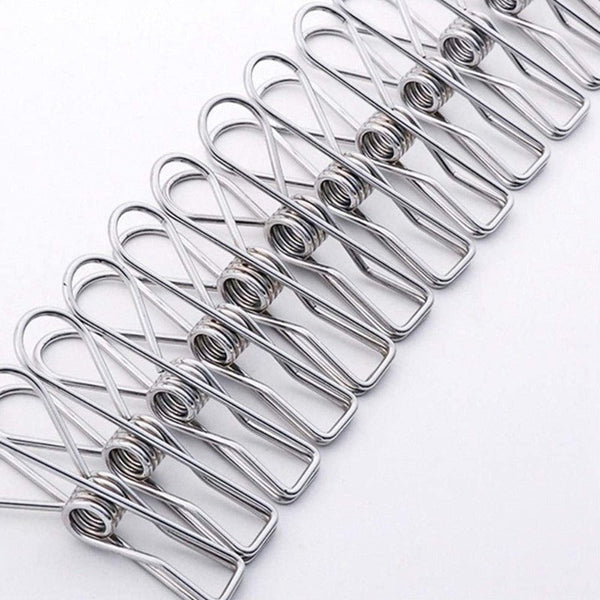 60Pcs Stainless Steel Clothes Pegs Food Bag Sealers