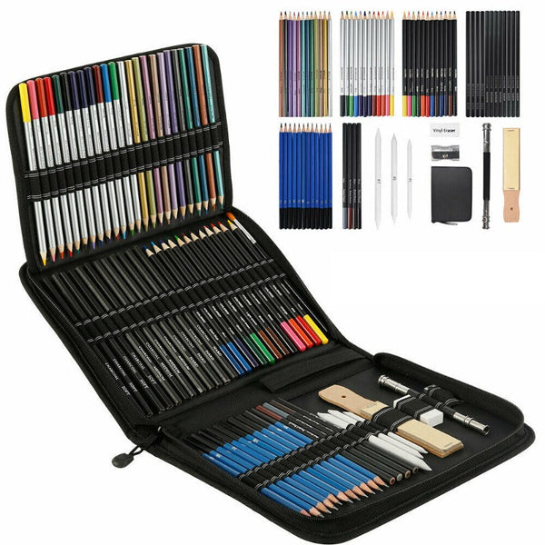 72Pcs Professional Drawing Sketching Kit Artist Tools Art Pencils & Charcoal