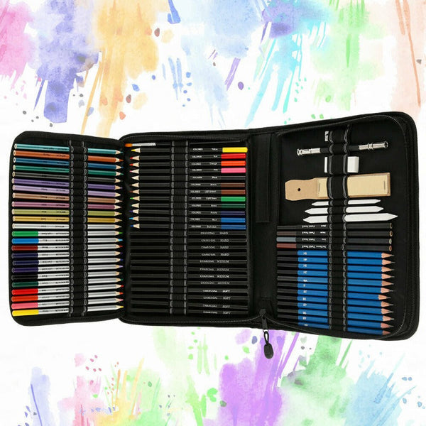 72Pcs Professional Drawing Sketching Kit Artist Tools Art Pencils & Charcoal