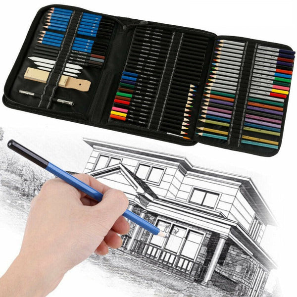 72Pcs Professional Drawing Sketching Kit Artist Tools Art Pencils & Charcoal