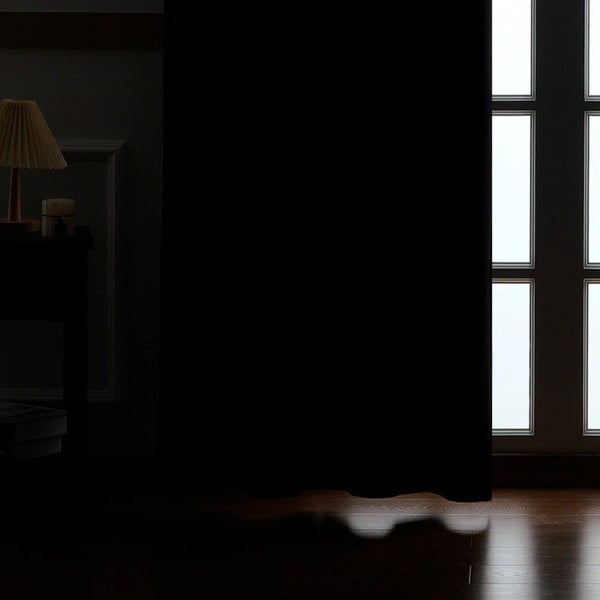 2Pcs Black Blackout Eyelet Curtains Curtains & Drapes