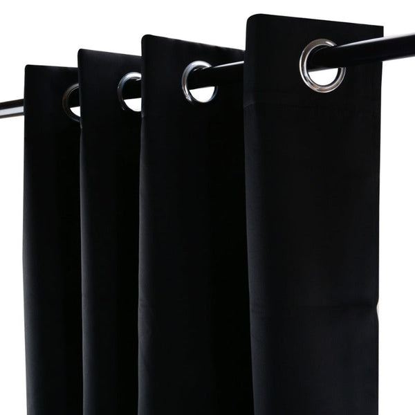 2Pcs Black Blackout Eyelet Curtains Curtains & Drapes