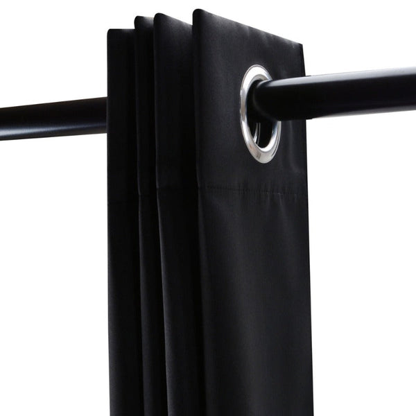 2Pcs Black Blackout Eyelet Curtains Curtains & Drapes