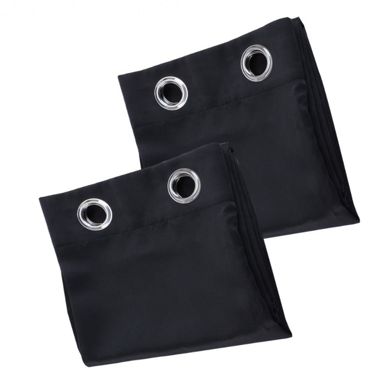 2Pcs Black Blackout Eyelet Curtains Curtains & Drapes