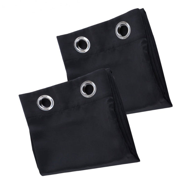 2Pcs Black Blackout Eyelet Curtains Curtains & Drapes