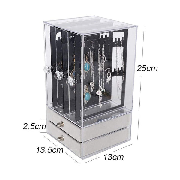 Veile Studios Full Display Acrylic Jewellery Storage Box Portable Dustproof Jewellery Holders & Organisers