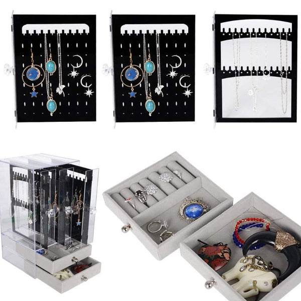 Veile Studios Full Display Acrylic Jewellery Storage Box Portable Dustproof Jewellery Holders & Organisers