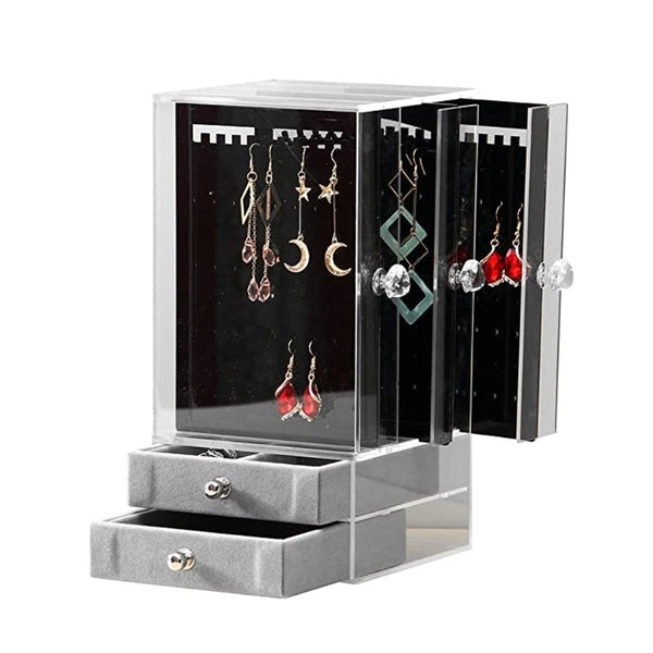 Full Display Acrylic Jewellery Storage Box Portable Dustproof