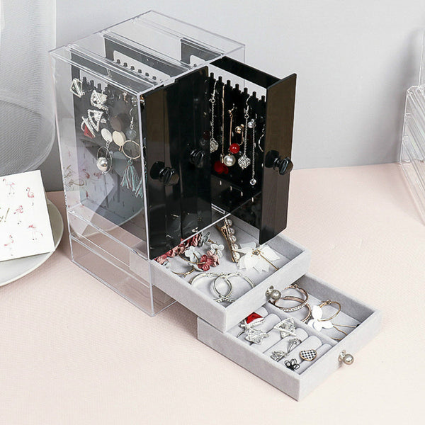 Veile Studios Full Display Acrylic Jewellery Storage Box Portable Dustproof Jewellery Holders & Organisers
