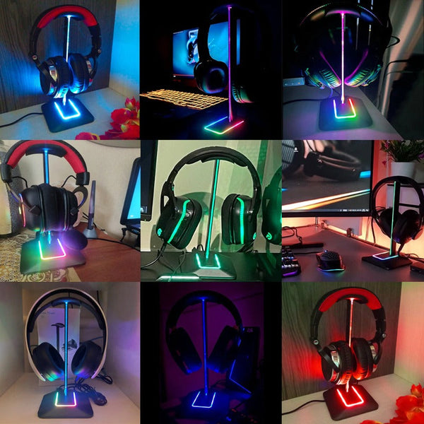 Light Up Headphones Stand Usb Ports Headphone Accessories