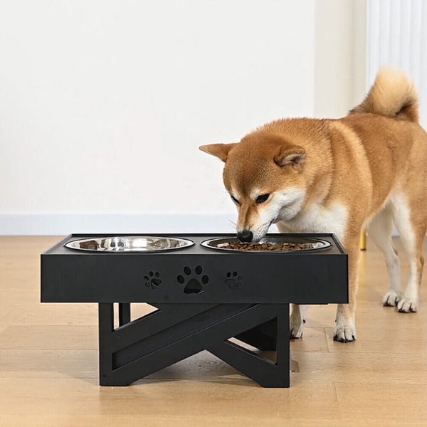 Stylish Height Elevated Double Bowl Dog Pet Feeder Dishes Feeders & Fountains