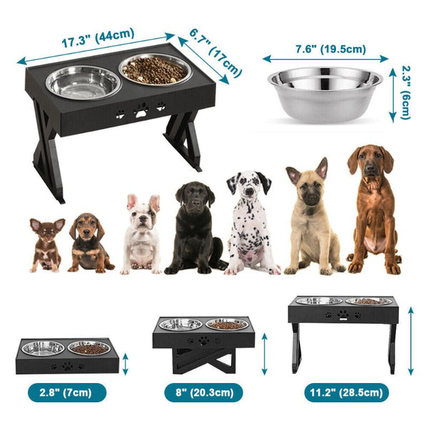 Stylish Height Elevated Double Bowl Dog Pet Feeder Dishes Feeders & Fountains