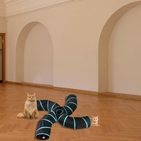 Foldable Pet Cat Exercise 4 Way Tunnel Play Toy Cat Toys