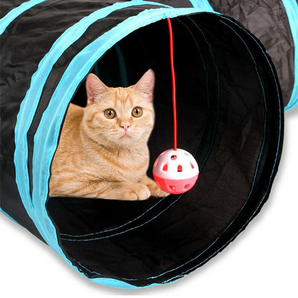 Foldable Pet Cat Exercise 4 Way Tunnel Play Toy Cat Toys
