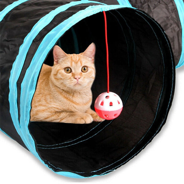 Foldable Pet Cat Exercise 4-Way Tunnel Play Toy
