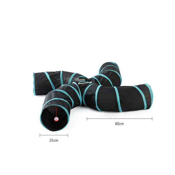 Foldable Pet Cat Exercise 4-Way Tunnel Play Toy