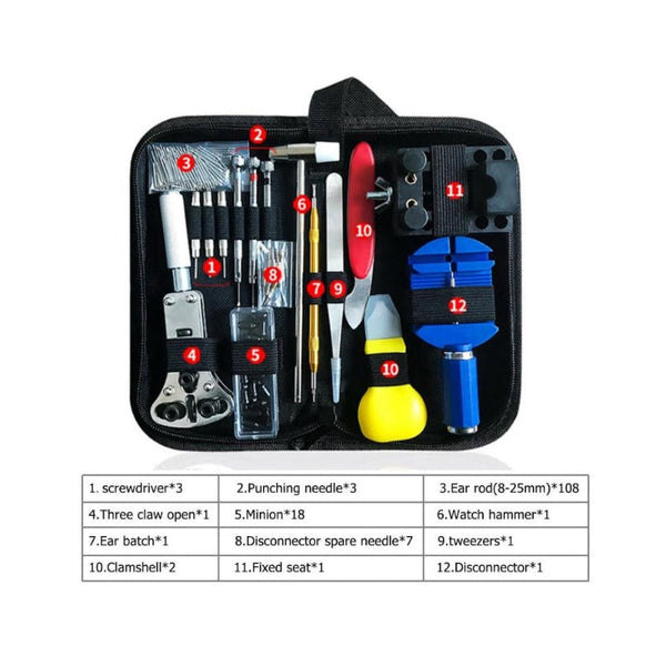 147Pcs Watch Repair Tool Kit Watchmaker Back Case Opener Spring Pin Bars Remover Tools & Repair Kits