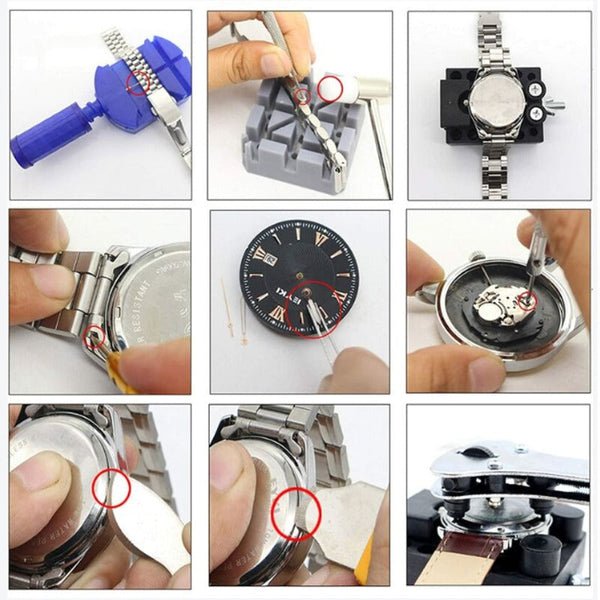 147Pcs Watch Repair Tool Kit Watchmaker Back Case Opener Spring Pin Bars Remover Tools & Repair Kits