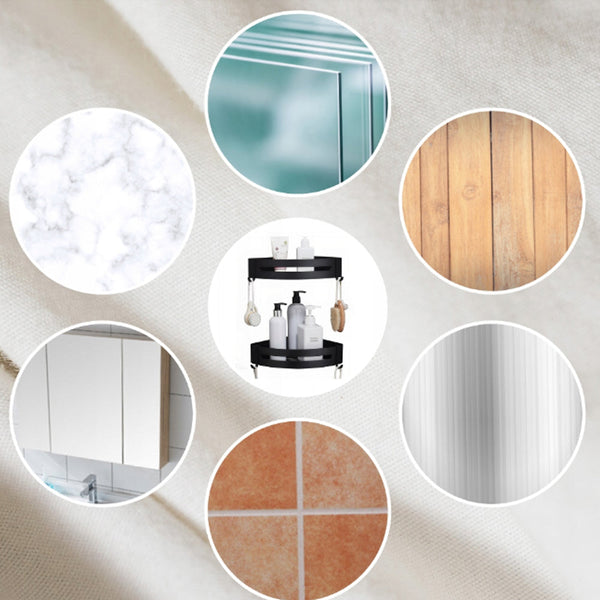 2Pcs Black Corner Shower Caddy Bathroom Storage Shelf Rack Organiser Shower Shelves & Organisers