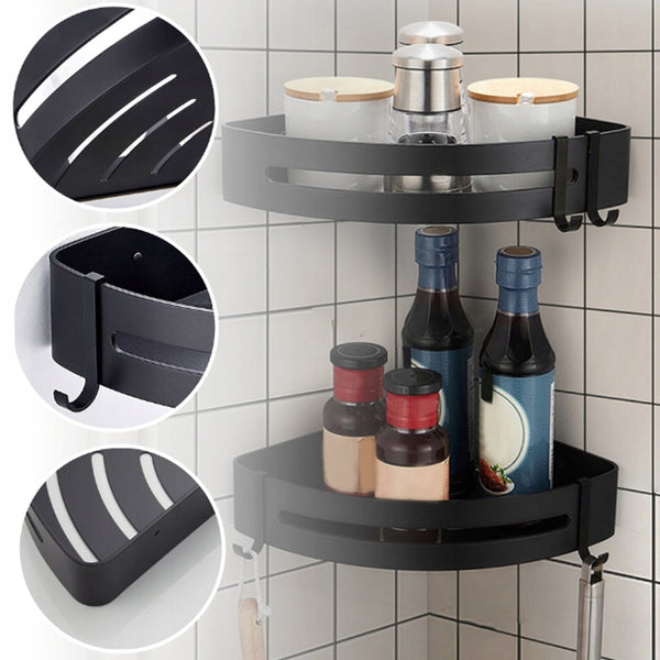 2Pcs Black Corner Shower Caddy Bathroom Storage Shelf Rack Organiser Shower Shelves & Organisers