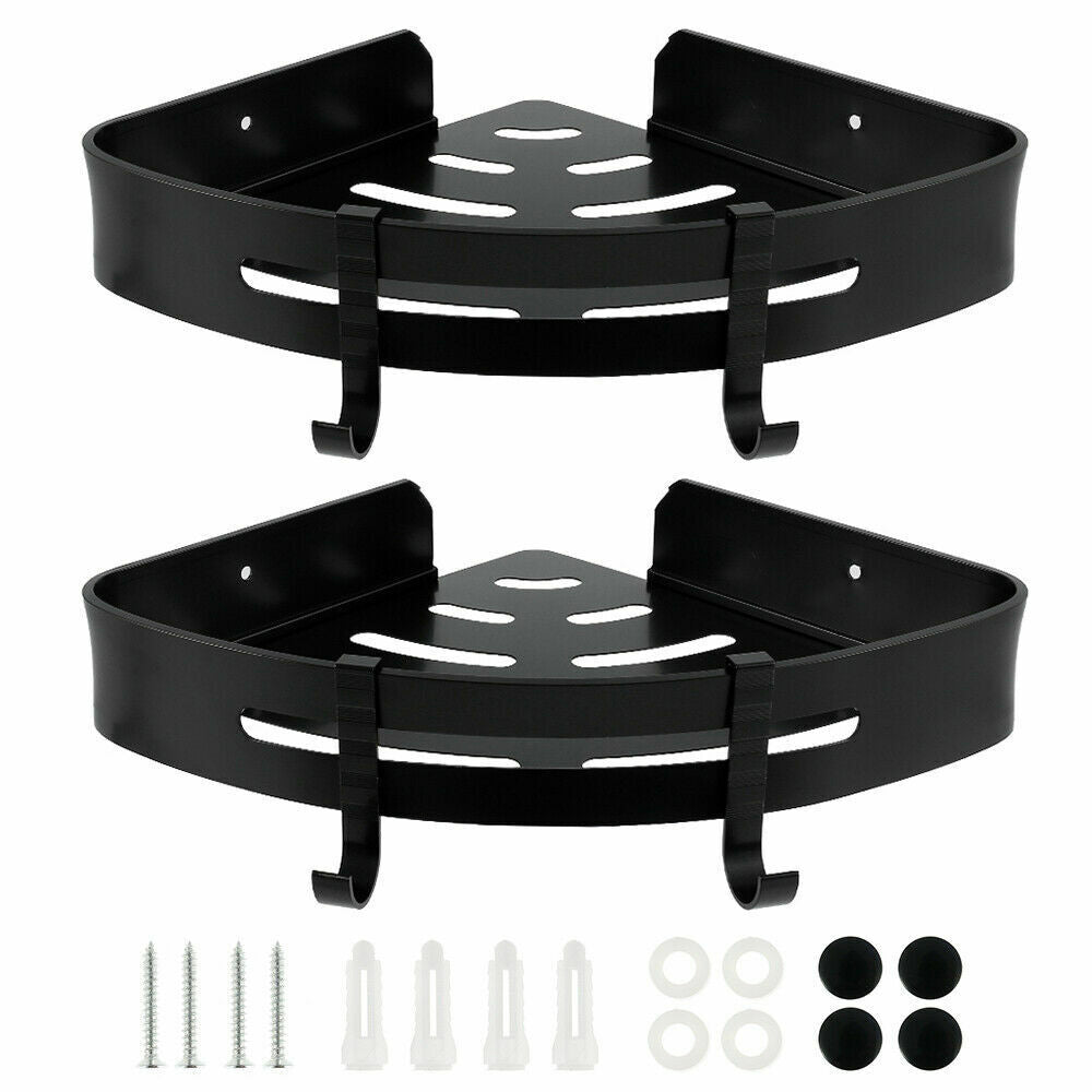 2Pcs Black Corner Shower Caddy Bathroom Storage Shelf Rack Organiser Shower Shelves & Organisers