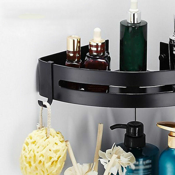 2Pcs Black Corner Shower Caddy Bathroom Storage Shelf Rack Organiser Shower Shelves & Organisers