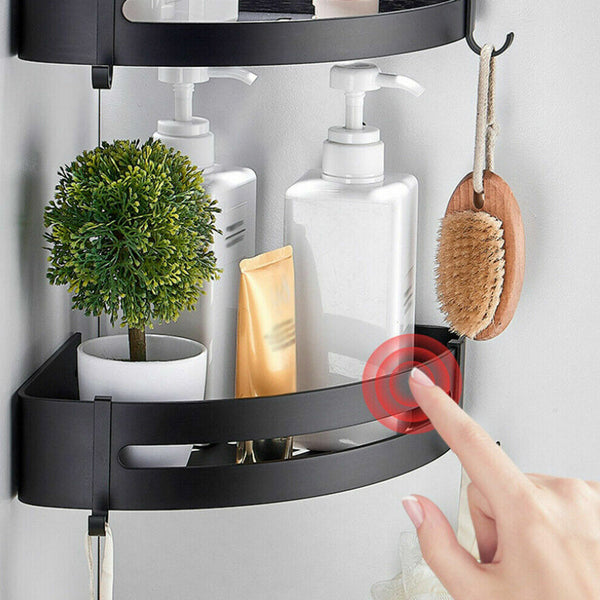 2Pcs Black Corner Shower Caddy Bathroom Storage Shelf Rack Organiser Shower Shelves & Organisers