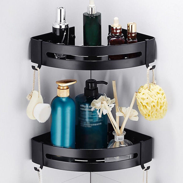 2Pcs Black Corner Shower Caddy Bathroom Storage Shelf Rack Organiser Shower Shelves & Organisers