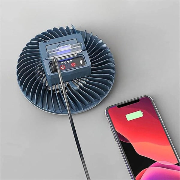 2 In 1 Rechargeable Portable Tent Fan Led Camping Lantern Lanterns