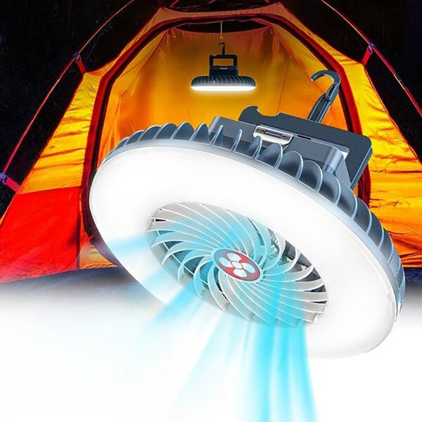 2 In 1 Rechargeable Portable Tent Fan Led Camping Lantern Lanterns