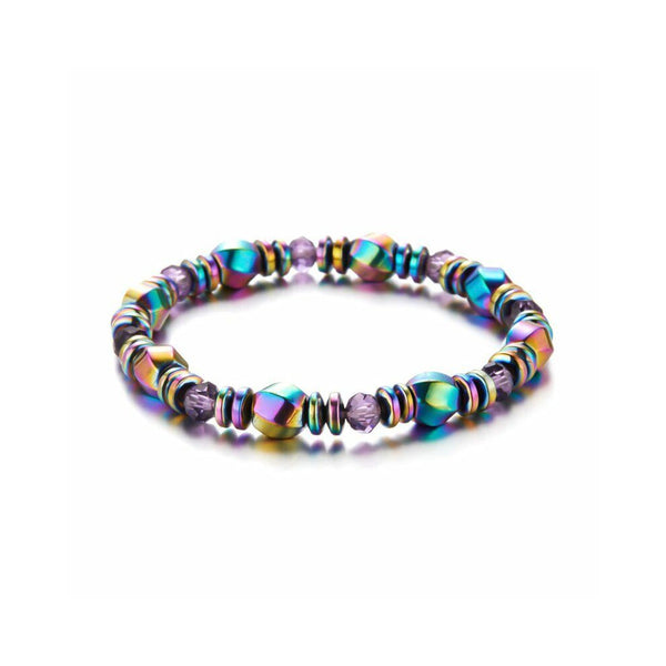 Veile Studios Multicolour Rainbow Crystal Healing Magnetic Malachite Bracelet Jewellery Bracelets