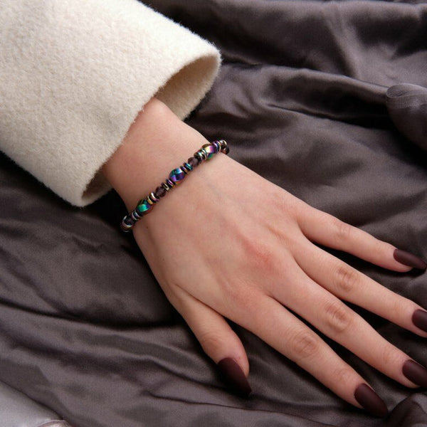 Veile Studios Multicolour Rainbow Crystal Healing Magnetic Malachite Bracelet Jewellery Bracelets