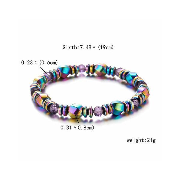 Veile Studios Multicolour Rainbow Crystal Healing Magnetic Malachite Bracelet Jewellery Bracelets