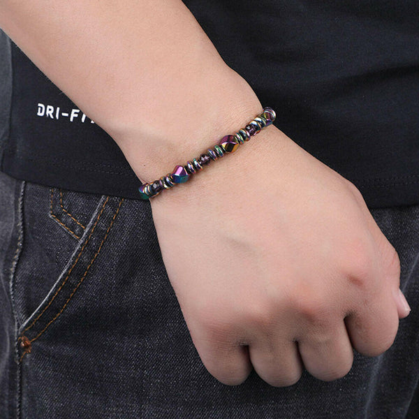 Veile Studios Multicolour Rainbow Crystal Healing Magnetic Malachite Bracelet Jewellery Bracelets