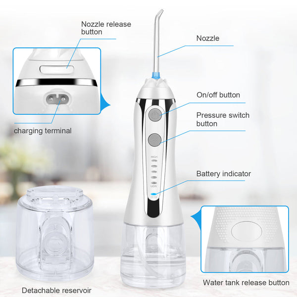 5 Nozzle Usb Rechargeable Dental Oral Flosser Irrigator
