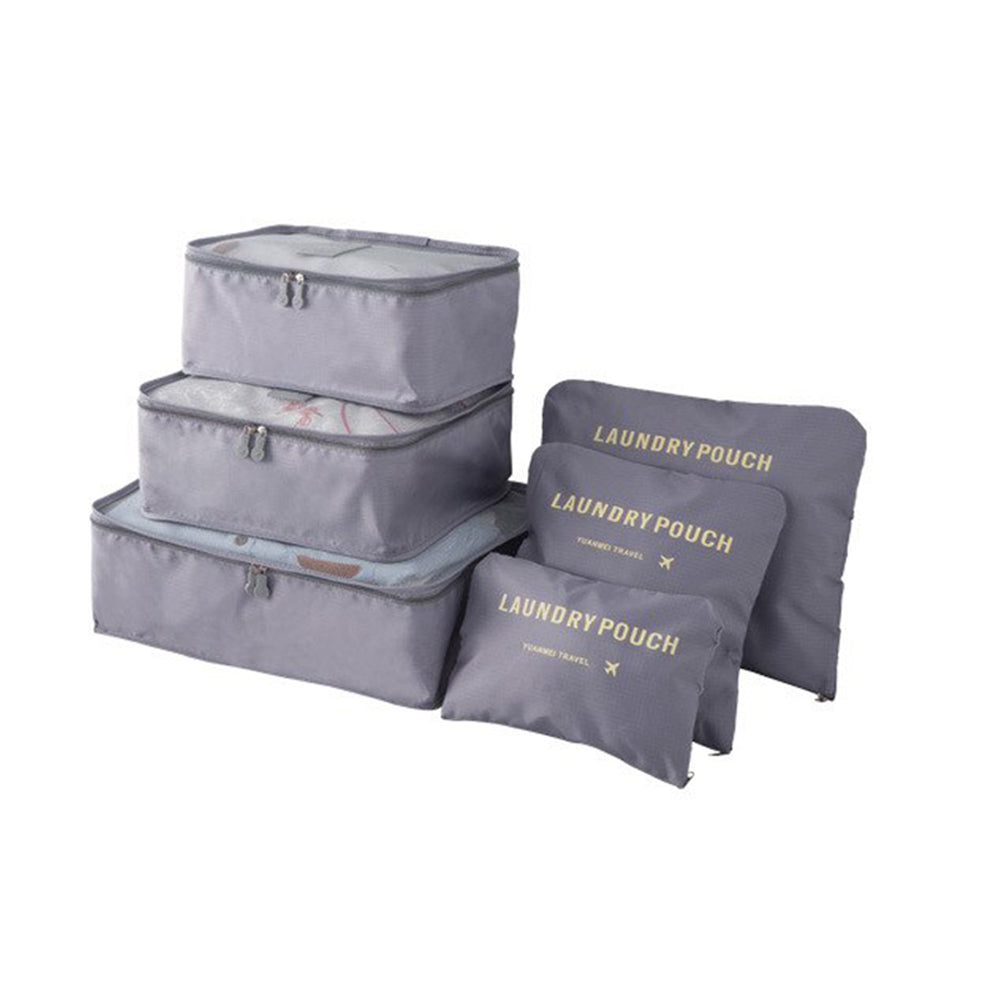 6Pcs/Set Travel Laundry Pouches Clothes Shoes Organizing Storage Cases Grey Packing Organisers