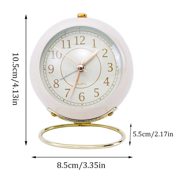 Silent Metal Non Ticking Bedside Desk Clock Bedroom Decor Desk Clocks