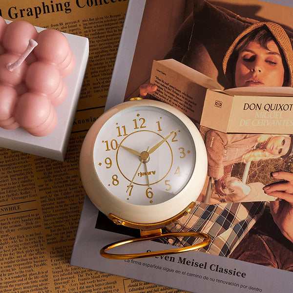 Silent Metal Non Ticking Bedside Desk Clock Bedroom Decor Desk Clocks