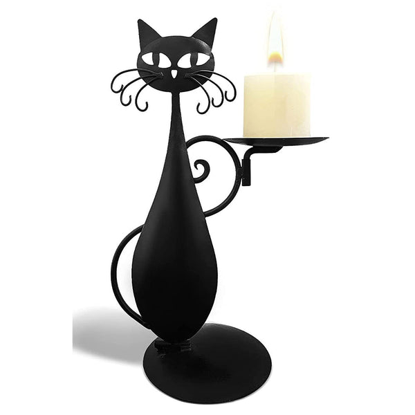 Black Cat Candle Holder Pillar Candles Led Flameless Candle Holders & Accessories