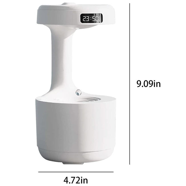 Anti-Gravity Droplet Rechargeable Humidifier Led Smart Display Clock White