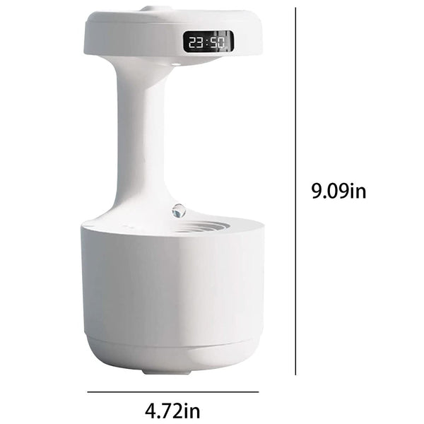 Anti Gravity Droplet Rechargeable Humidifier Led Smart Display Clock White Humidifiers