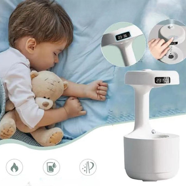 Anti Gravity Droplet Rechargeable Humidifier Led Smart Display Clock White Humidifiers