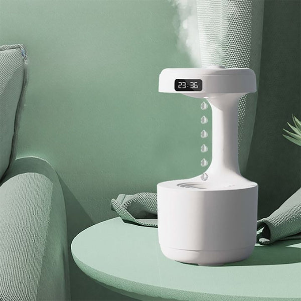 Anti Gravity Droplet Rechargeable Humidifier Led Smart Display Clock White Humidifiers